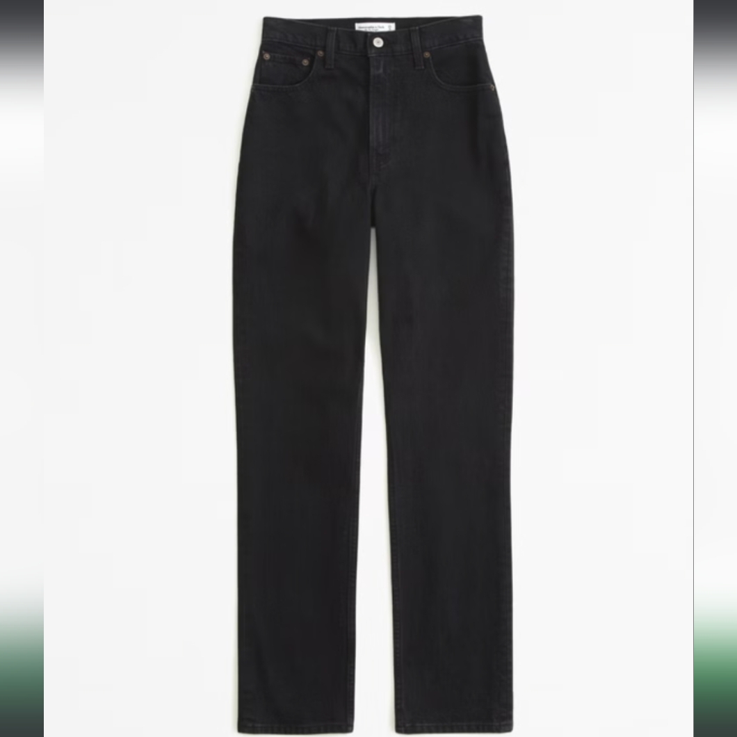 Nwt Abercrombie & Fitch The 90s Straight Ultra High Rise Black Jeans Size 28 6r